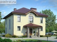 V-186-1P проект двухэтажного дома из пеноблоков с подвалом размером 11 на 14 