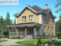 V-190-1K проект двухэтажного коттеджа из кирпича с цоколем размером 10 на 8