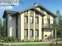 V-191-1P проект двухэтажного коттеджа из пенобетона размером 12 на 12 