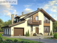 V-192-1K проект одноэтажного коттеджа из кирпича с мансардой и гаражом размером 16 на 11 