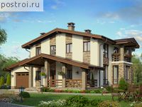 V-193-1P проект двухэтажного коттеджа из пенобетона с гаражом размером 10 на 16 