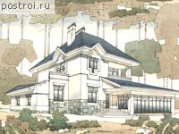 V-232-1P проект двухэтажного дома из газобетона с гаражом размером 15 на 15 