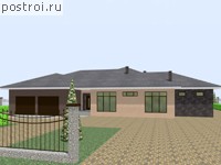 V-246-2K проект одноэтажного дома из кирпича с гаражом размером 24 на 17