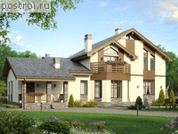 V-251-1P проект двухэтажного коттеджа из пеноблоков с гаражом размером 18 на 12 