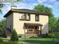 V-252-1P проект двухэтажного коттеджа из пеноблоков с цоколем размером 11 на 10 