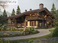 V-273-1P проект одноэтажного дома из пеноблоков с мансардой размером 17 на 19 