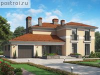 V-282-1K проект двухэтажного дома из кирпича с гаражом размером 14 на 19 