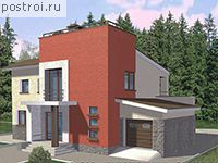 V-295-1P проект двухэтажного дома из пеноблоков с гаражом размером 13 на 16 