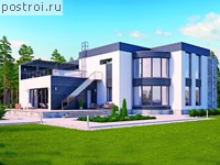 V-343-1K проект двухэтажного дома из кирпича с гаражом размером 19 на 18