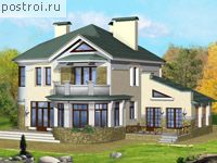 V-345-1P проект двухэтажного дома из пенобетона с гаражом размером 13 на 21 