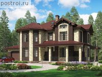 V-347-1K проект двухэтажного дома из кирпича с мансардой и гаражом размером 19 на 13 