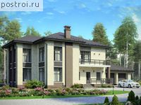 V-350-1K проект двухэтажного дома из кирпича с гаражом размером 15 на 22 