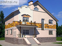 V-374-1K проект двухэтажного дома из кирпича с цоколем размером 10 на 15 