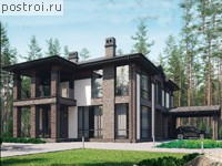 V-378-1K проект двухэтажного дома из кирпича с гаражом размером 21 на 13