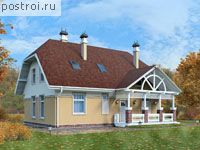 X-166-1P проект двухэтажного дома из пеноблоков размером 8 на 12 