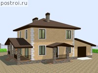 X-179-1P проект двухэтажного дома из пеноблоков с гаражом размером 19 на 13