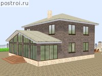 X-195-1P проект двухэтажного коттеджа из пенобетона размером 14 на 14