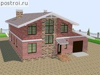 X-244-1P проект двухэтажного дома из газобетона с гаражом размером 14 на 15